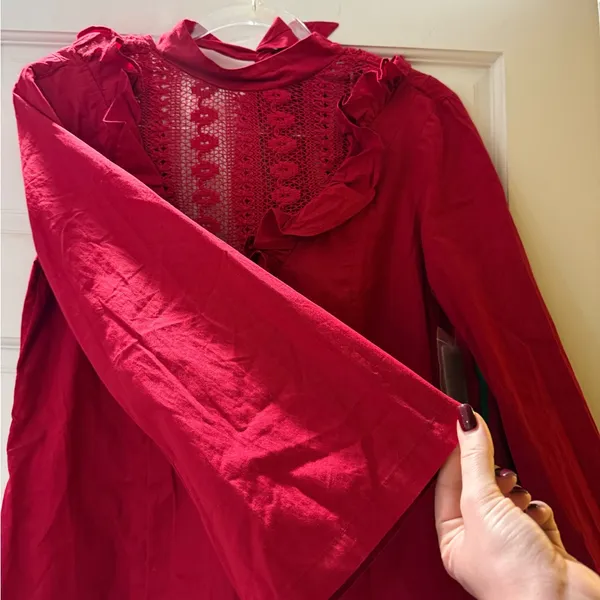 Free People Red Babydoll Dress - Image 2