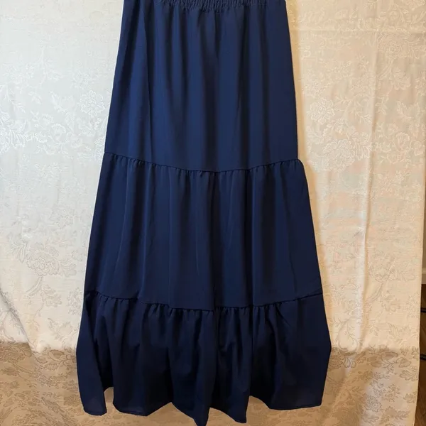 Navy Blue Maxi Dress tiered smocked boho women’s size medium NEW - Image 3