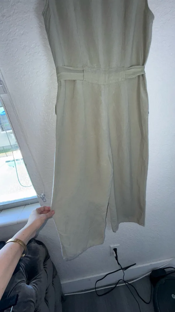 A New Day Linen Blend Sleeveless Jumpsuit - Tan/Oatmeal - Size Small - Image 4