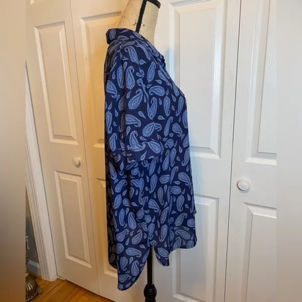 CATO Size XL High Low Summer Blouse Top w/ Collar - Image 3