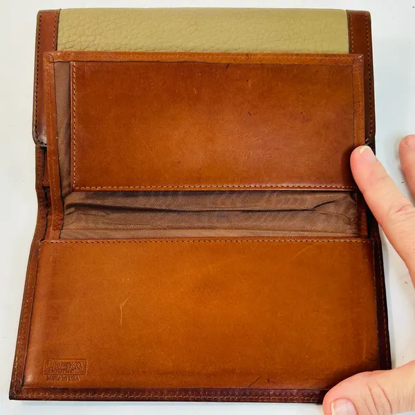 Vintage Dooney & Bourke All Weather Leather Checkbook Wallet, Taupe/British Tan - Image 10