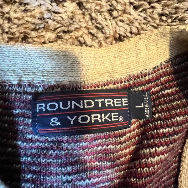 Roundtree & Yorke Vintage Christmas Tree Candy Cane Knit Cardigan Vest Mens L‎ - Image 2