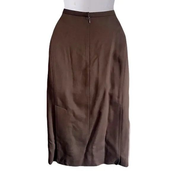 NWT Linda Allard / Ellen Tracy Brown Wool-Blend Skirt, Size 8 - Image 2