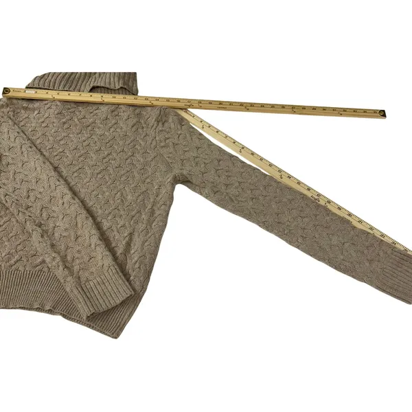Willow Bay Cowl Neck Cable Knit Sweater Women's L Beige - Image 7