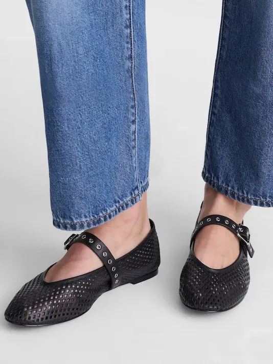 Madewell The Remy Mary Jane Flat in True Black Size 7.5 - Image 4