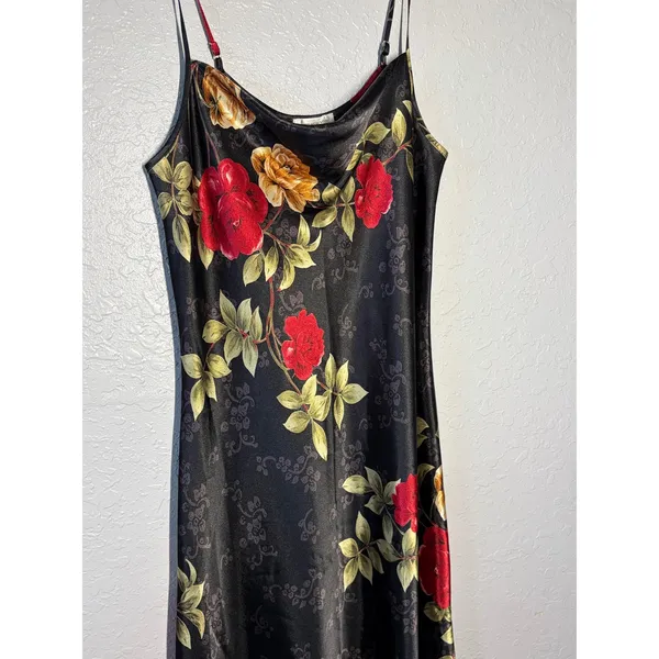 Vintage Black Floral Cami Dress M Gothic Whimsy Gothic Romantic - Image 2