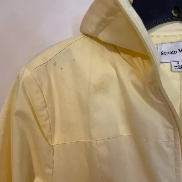Studio Works Lightweight Full Zip Wind Breaker Jacket Coat Light Yellow Size S - Image 4