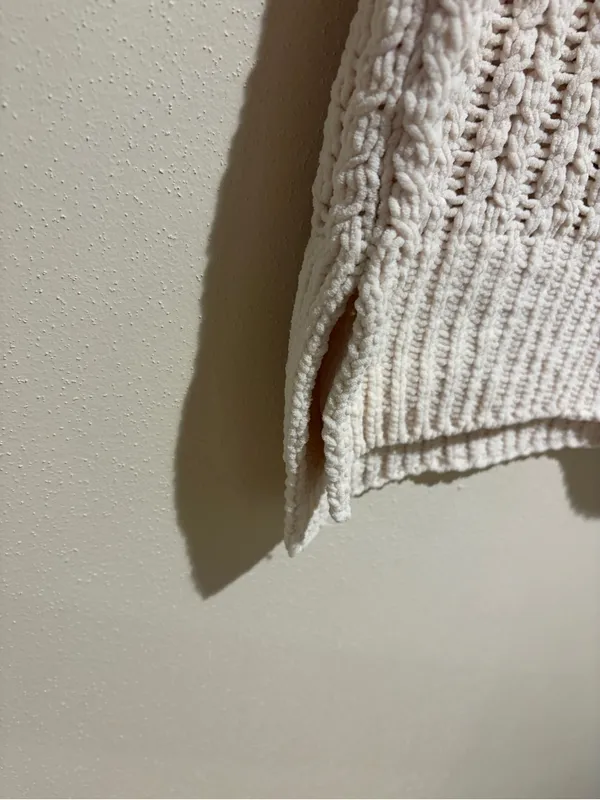 Aerie Cable Car Chenille 1/4 Quarter Zip Sweater Oversized Cream Size Small - Image 7