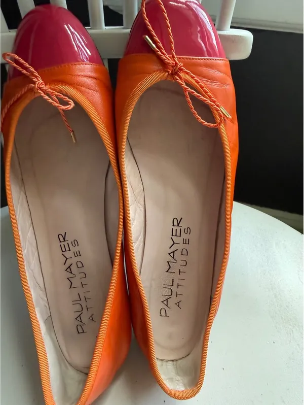Paul Mayer Attitudes Orange and Pink Cap Toe Ballet Flats - Image 2