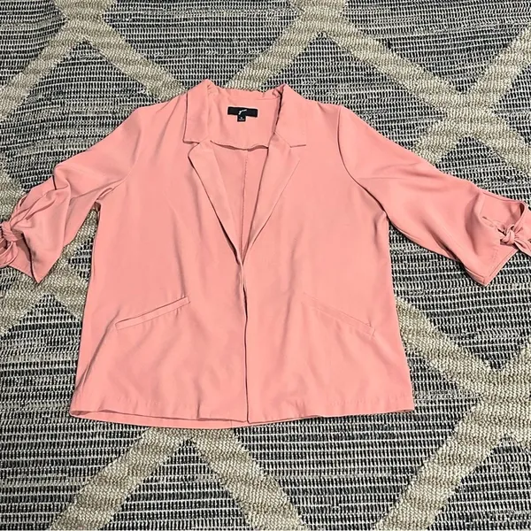 GNW Pink Open Front Knot Cuff 3/4 Sleeve Office Blazer - Image 8