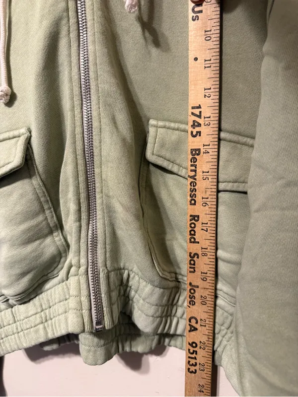 aerie Olive Green Zip Front Hooded Bomber Jacket - Image 5
