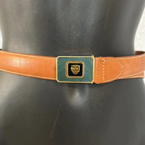 JAGUAR BY REGENT WOMEN’S Brown Leather Belt with Gold Buckle Sz: 31” - Image 2