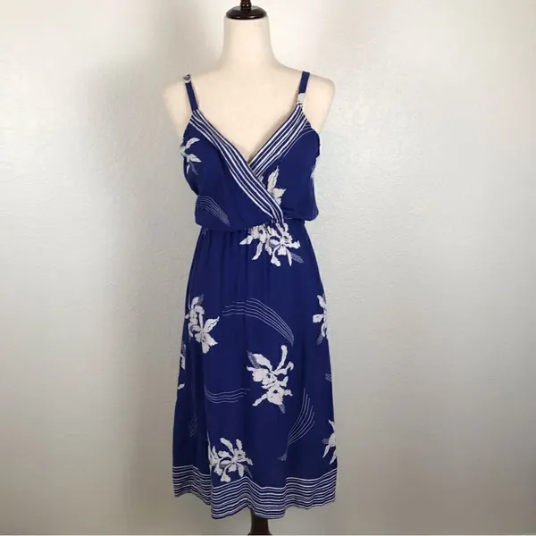 Vintage 70’s‎ Young Edwardian spaghetti strap surplus Hawaiian print sundress S* - Image 3