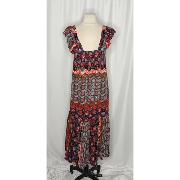 Anthropologie COREY LYNN CALTER Doriane Midi Dress Print Ruffled Abstract XS - Image 8