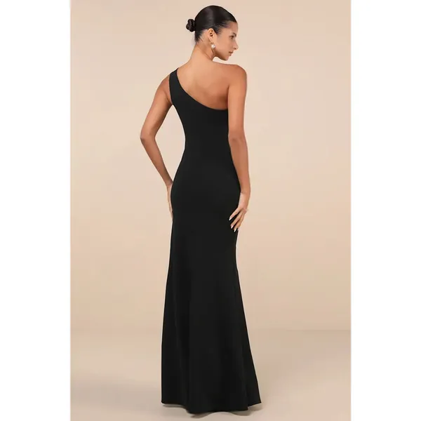 Lulus Mesmerizing Energy Black Cutout One-Shoulder Mermaid Maxi Dress Size M - Image 2