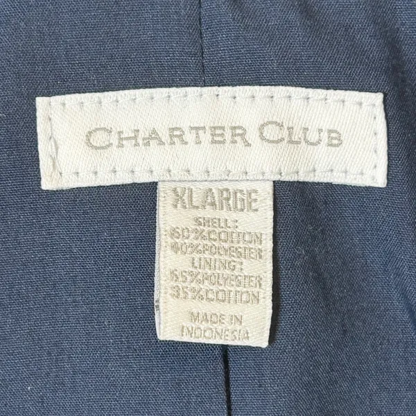 Charter Club Womens Navy Blue White Striped Knit‎ Blazer Jacket XL - Image 6