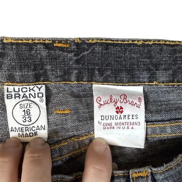 Lucky Brand Dungarees Red Tag #49 Vintage Button Fly Jeans Faded Retro 33 - Image 2