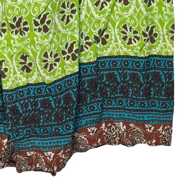 Zara Women's‎ Pants Y2K Wide Leg Pull On Hippie Floral Boho Green Brown Small - Image 4