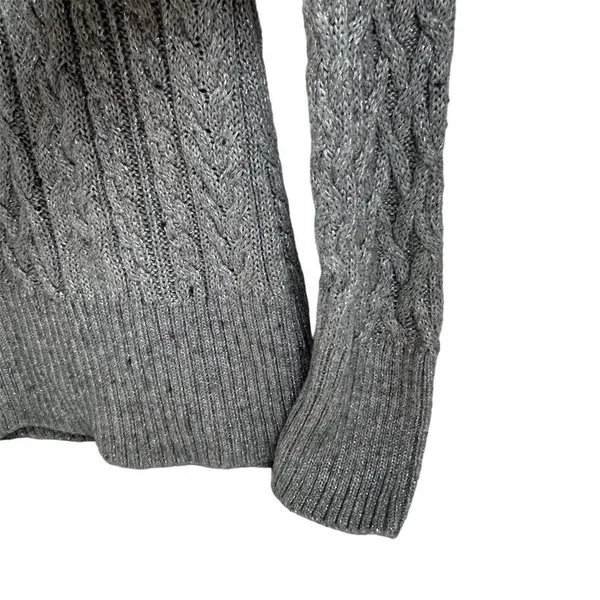 White House Black‎ Market Silver Gray Cable Knit Cowl Neck Sweater Size S - Image 6