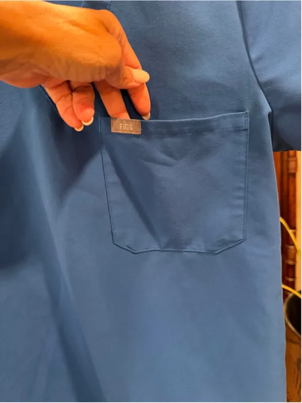 FIGS Technical Collection Blue V-Neck Scrub Top Women's XS Slim Fit Soft Stretch - Image 3