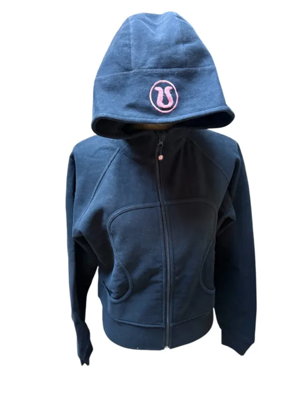 Lululemon Scuba Hoodie with Pink Lululemon Logo Lined Hood Size 12 (21” PTP) - Image 2
