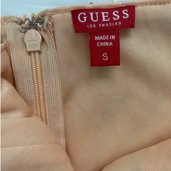 Guess Los Angeles Rose‎ Gold Sequin Geometric Bodycon Mini Dress Small V-Neck - Image 3
