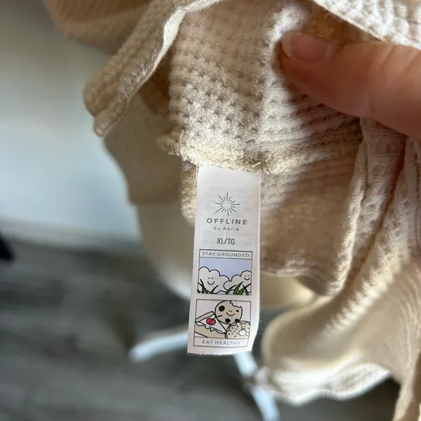 Aerie Waffle Knit Graphic Sweatshirt Do What Makes You Happy Size XL - Image 7
