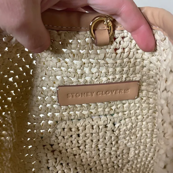 New Stoney Clover Lane Raffia Woven Scoop Tote Fresh From Hamptons CS patchs - Image 5