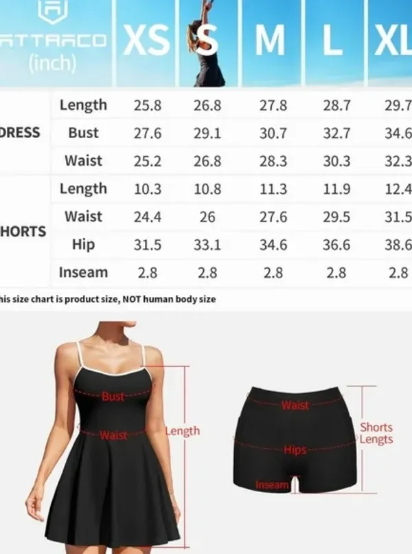 Almaga Women's Scoop Neck Tennis Dress Sleeveless Mini Athletic Dresses with Shorts Pockets Activewear Black Medium - Image 4