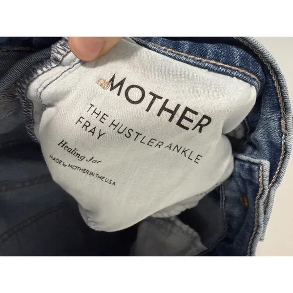 Mother The Hustler Ankle Fray Jeans in Healing Jar Blue Size 30 - Image 5