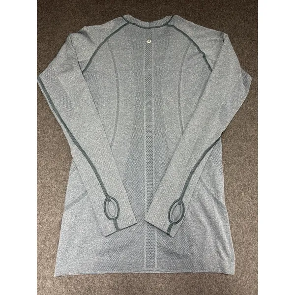 Lululemon Swifty Tech Long Sleeve Size 6 Green Athletic Running‎ Shirt Top Logo - Image 6