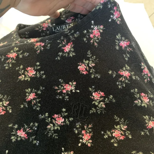 Lauren Ralph Lauren Women's XS Black Floral Top Cotton Viscose - Image 6