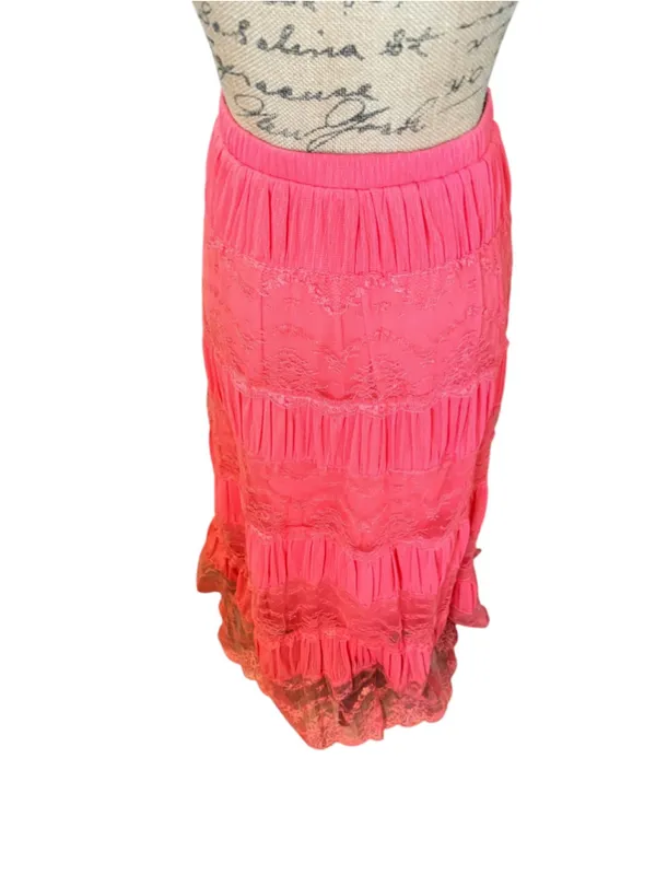 Lapis Coral Lace Tiered Maxi Skirt Size S - Image 4