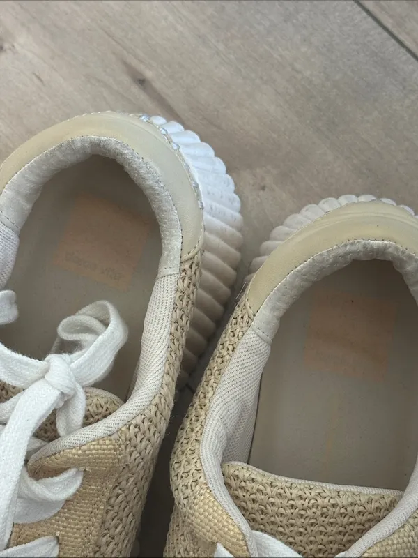 Dolce Vita Womens Dannis Platform Sneakers Shoes Beige Knit Lace Up Size 8.5 - Image 10