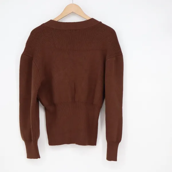 Stile by Per Lei Brown Ribbed Cardigan Statement Button Sweater L - Image 6