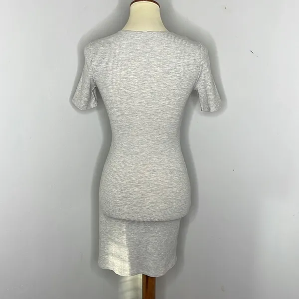 Reformation Jeans Gray Ribbed Mini Dress Shirt Dress Kendy Knit Dress‎ - Image 3