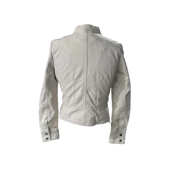 Joujou Faux Leather Moto Jacket Women's M 10/12 Cream White Motorcycle - Image 4