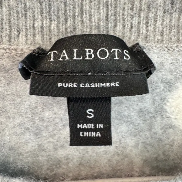 Talbots Womens‎ Pure Cashmere Heart Intarsia Crewneck Sweater Gray Small - Image 2