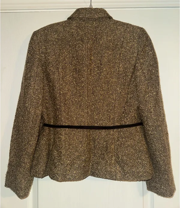 Ann Taylor loft brown tweed wool blazer jacket with belt - Image 4