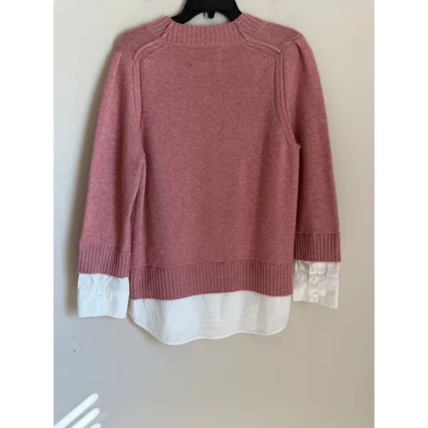 Brochu Walker Layered Look Cashmere Sweater Womens L Pink White Crewneck - Image 3