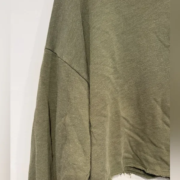 Olive‎ Green Women's Cropped Henley Top - Image 2