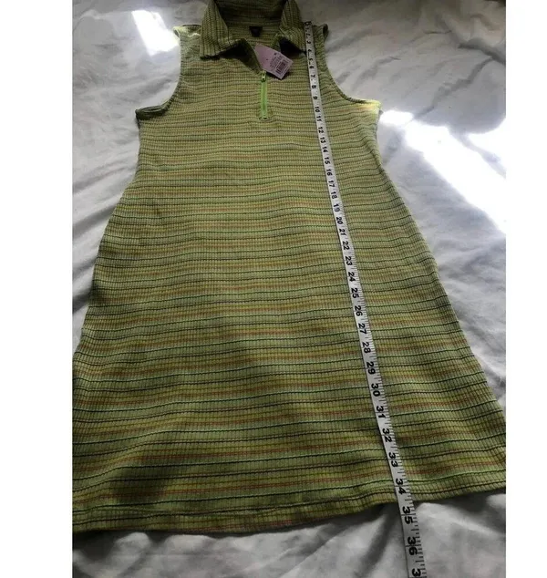 Women’s Polo Dress, Sleeveless Bodycon green striped - Size L - Image 5