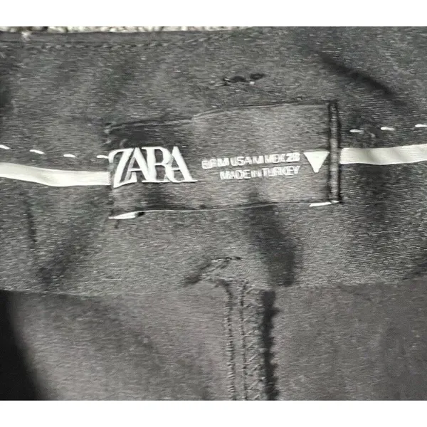 Zara Wide Leg Pants Womens Size M Black Cropped Cotton Blend‎ Trousers Mid Rise - Image 3