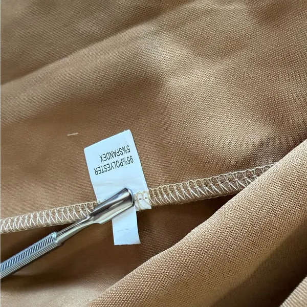 Women's Tan Long Sleeve Fitted Shirt Dress Size Small #260666 - Image 9