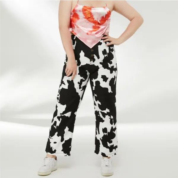 Cider Cow Print Straight Leg Jeans High Rise 90's Fit Mom Jeans Small 26" - Image 9