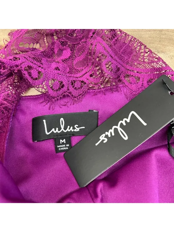 Lulus Hometown Girl Magenta Lace Skater Dress Sleeveless Mini Size Medium NWT - Image 8