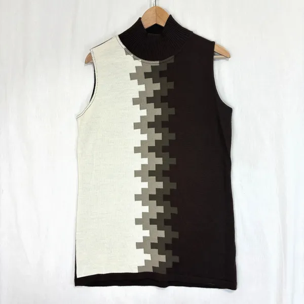 Attesa Premaman‎ Mockneck Maternity Sweater Vest Sz S/M Brown Preppy Academia - Image 3