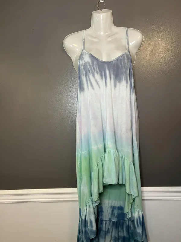 Raviya Dress Womens Medium Multicolor Tie Dye Hi Low Maxi Sundress Boho Beach - Image 2