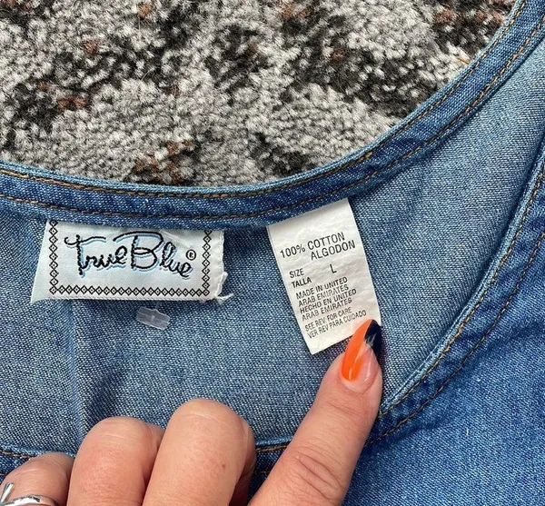 True Blue Vintage Denim Midi Button Down Dress Large - Image 2