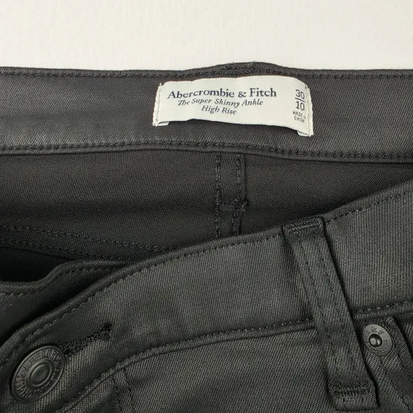 Abercrombie & Fitch Super Skinny Ankle High Rise Coated Black Jeans Size 30 / 10 - Image 3